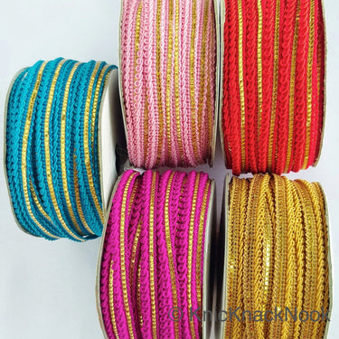 Red And Gold Gimp Trim, Approx. 8mm wide, Upholstery Trim